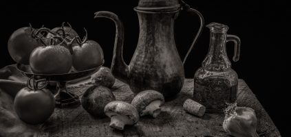 Tomatoes and Mushrooms | Monochrome Version