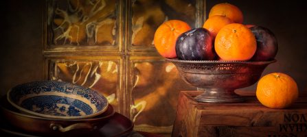 Still Life with Mandarins and Plums