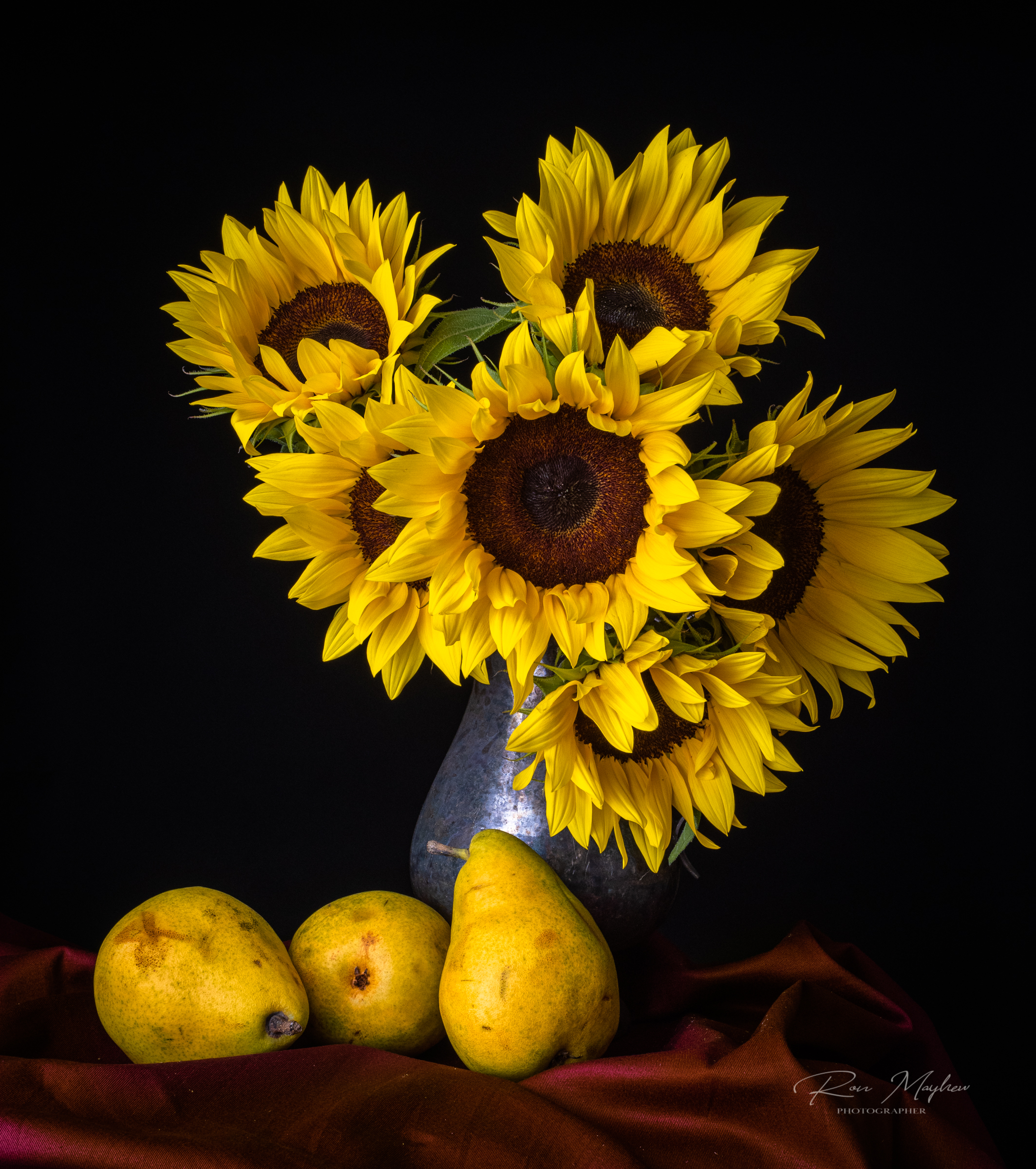 Sunflowers with Pears - a Still Life